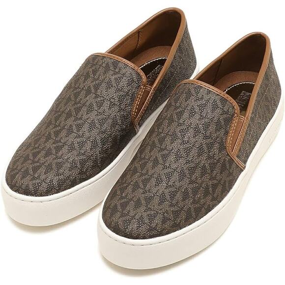 Michael Kors MK Logo Teddi Slip On Platform Sneakers Brown/Luggage 11 Nib $175 - Picture 1 of 7
